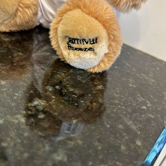 Carnival Breeze Cruise Victory Captain Brown Teddy Bear Plush 10” White Uniform - Picture 3 of 9